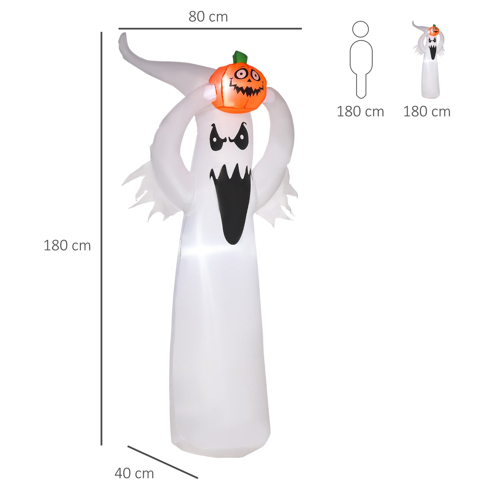 Led Floating Ghost Pumpkin Halloween Decoration Mains Powered Vivid 6ft
