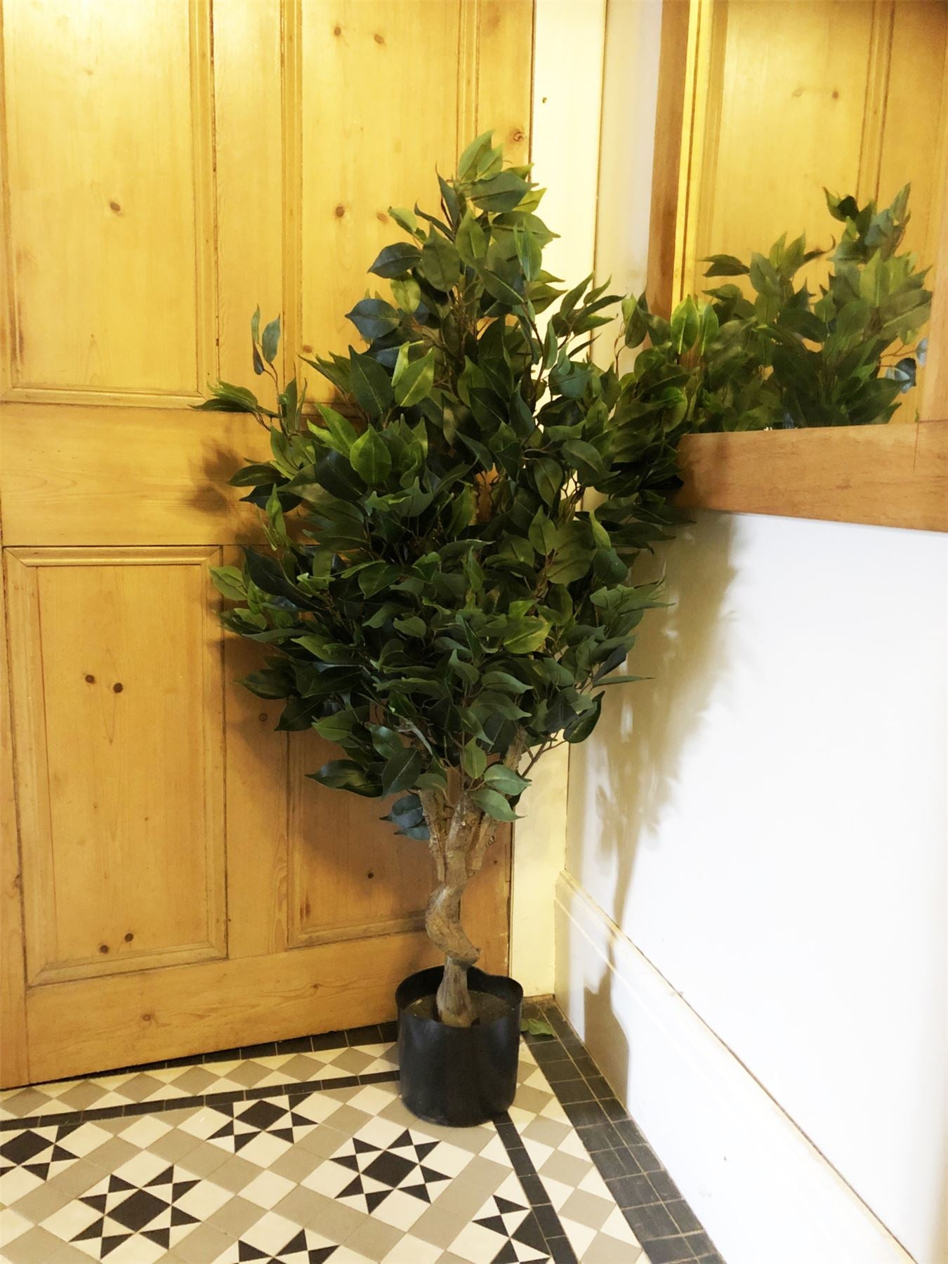 110cm Artificial Evergreen Twist Ficus Tree Silver Curve Planter