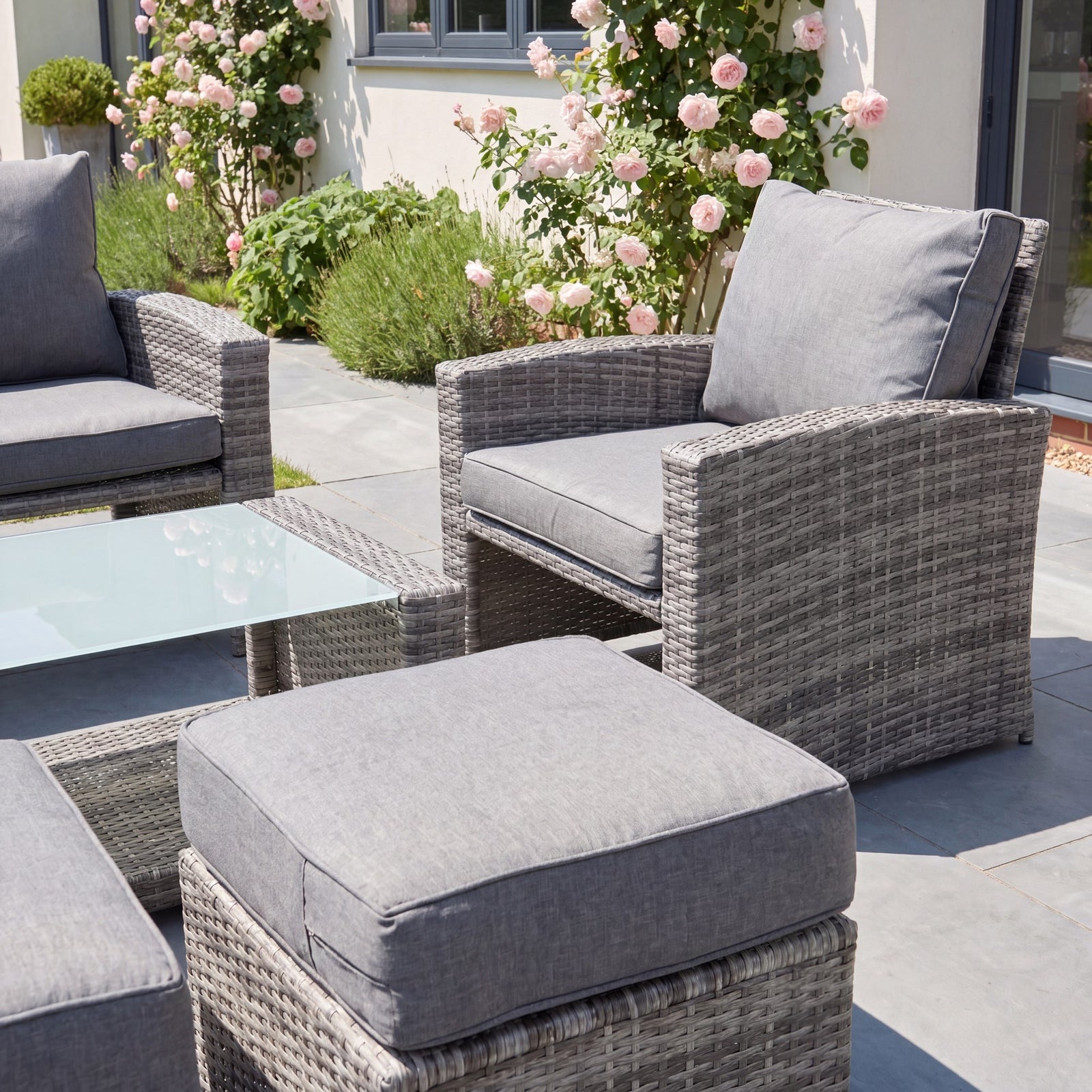 Dovera 6 Seat Rattan Patio Set | Grey
