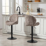 Modern Bar Stools Set Of 2, Swivel Counter Height Barstools | Brown
