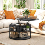 Lift Top Coffee Table, Round Coffee Table With Hidden Storage | Grey