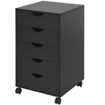 Mobile Vertical Filing Cabinet With 5 Drawers Home Office | One Size | Black