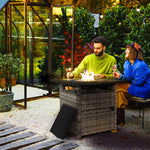 72.6cm Pe Rattan Fire Pit Table For Garden With Rain Cover | Gray
