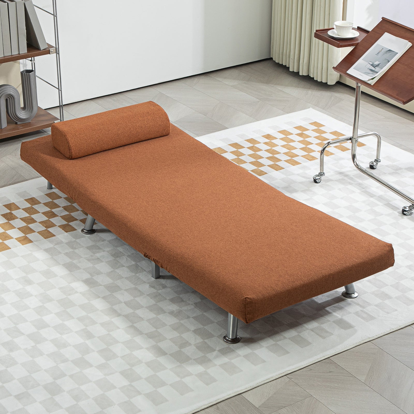 Single Folding 5 Position Convertible Sleeper Chair Sofa Bed | One Size | Brown