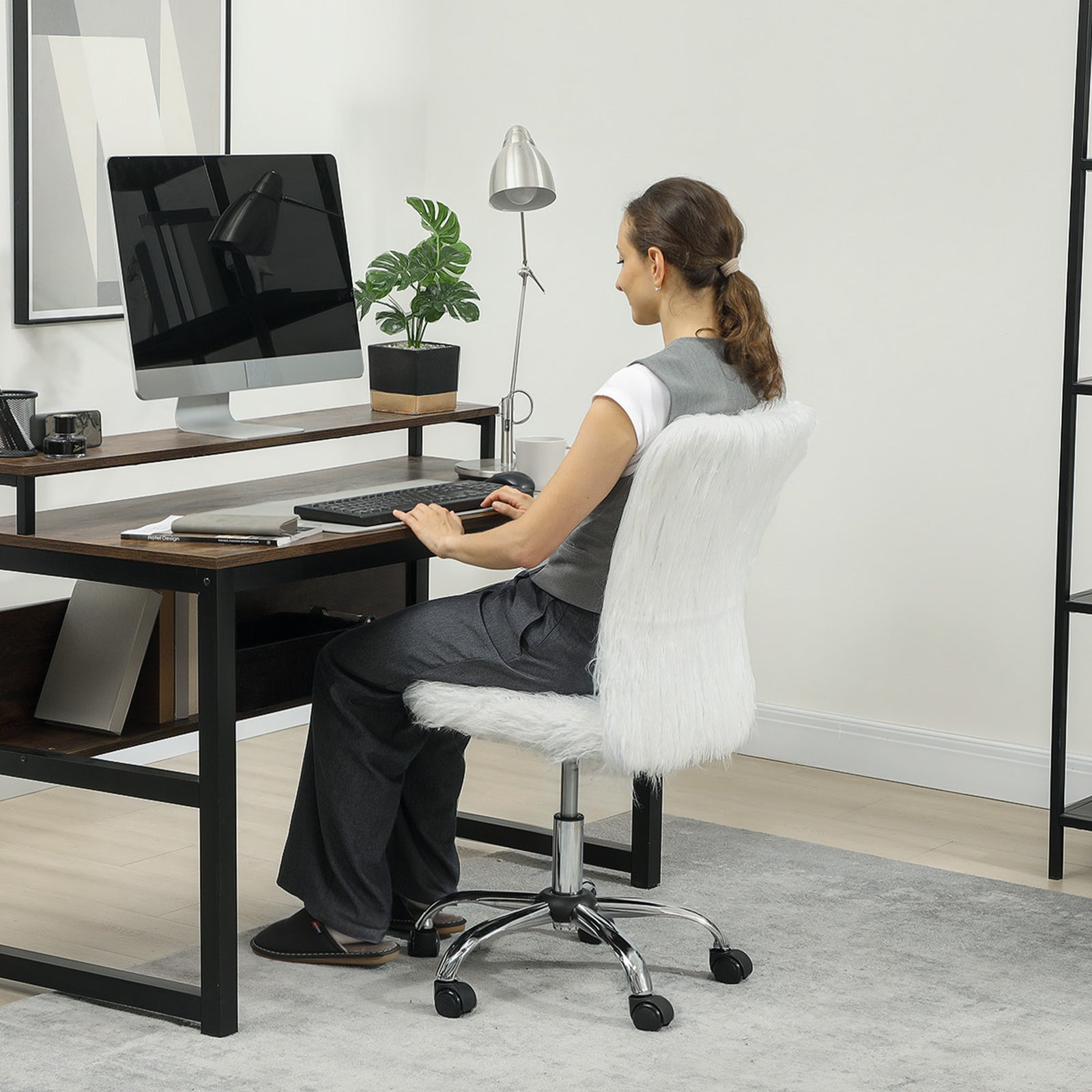 Vanity Chair, Swivel Computer | White
