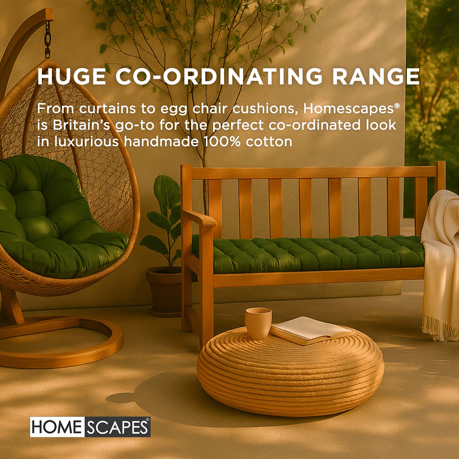 Outdoor Bench Cushion For 2 & 3 Seater Garden Seat Pad For Furniture, Kitchen, Dining & Indoor Use | 3 | Dark Olive