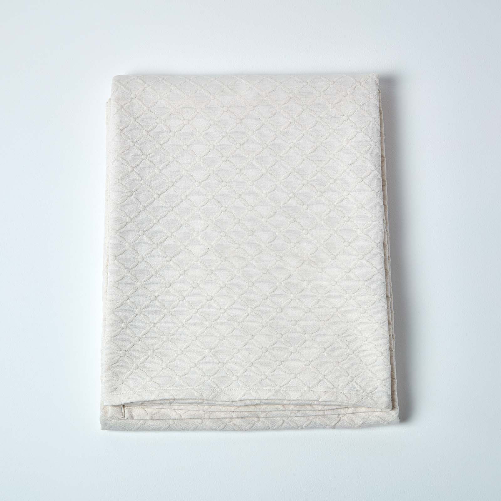Cotton Contemporary Diamond Pattern Matelassé Bedspread | 230cm x 260cm | Cream