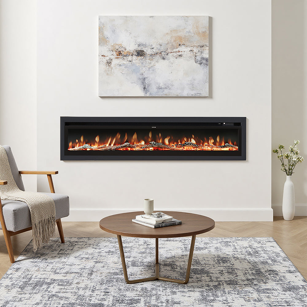 80/100-inch Electric Fireplace Heater,900w/1800w With Remote Control And 12 Flame Colors | Large