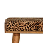 Solid Mango Wood Leopard Velvet Tray Style Footstool