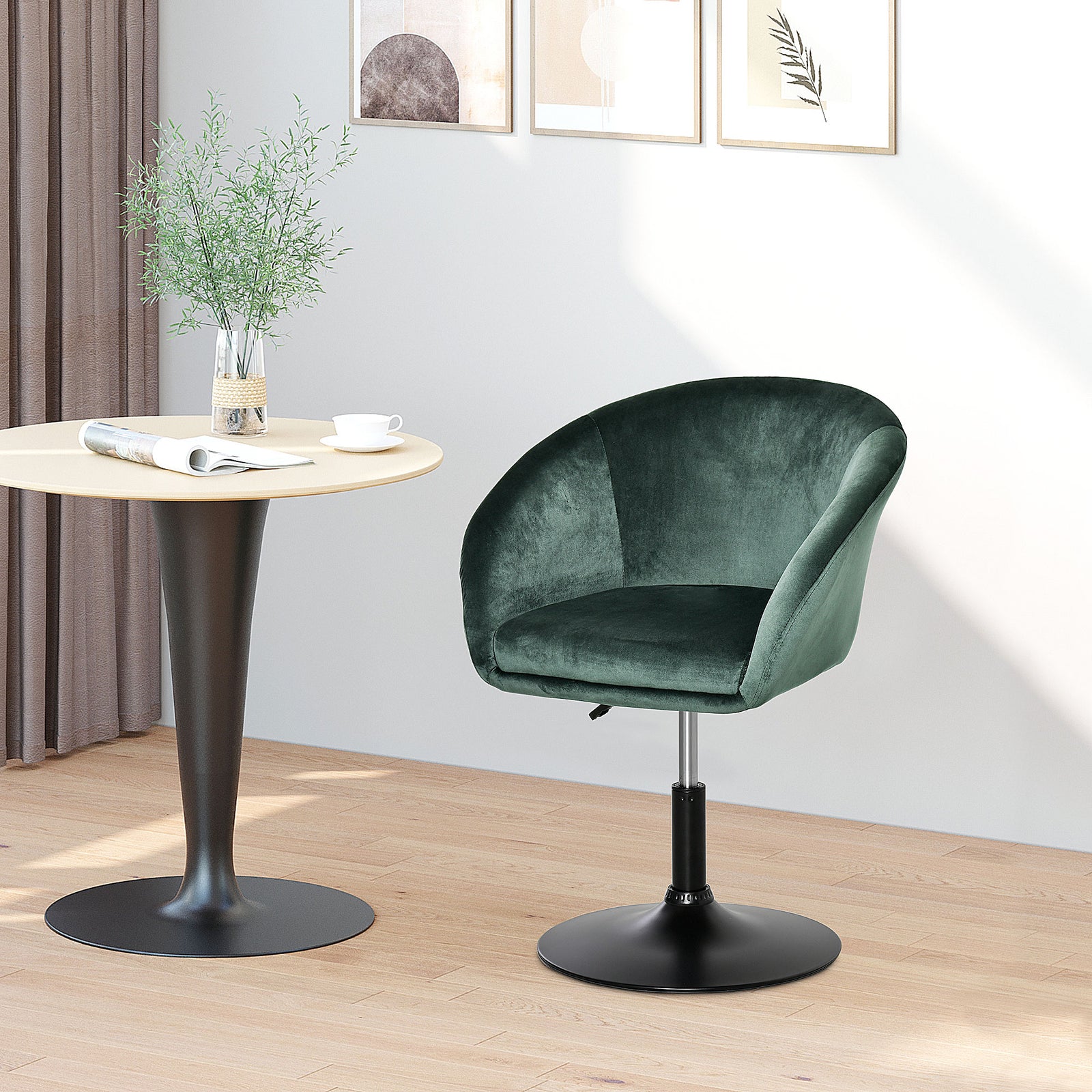 Swivel Bar Stool Fabric Dining Tub Seat | Green