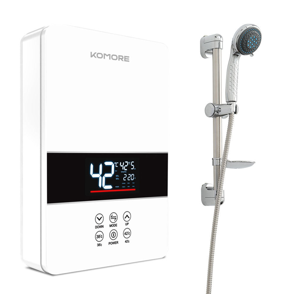 6kw Instant Electric Water Heater – Compact, Safe, Touch-controlled With Shower Kit | White