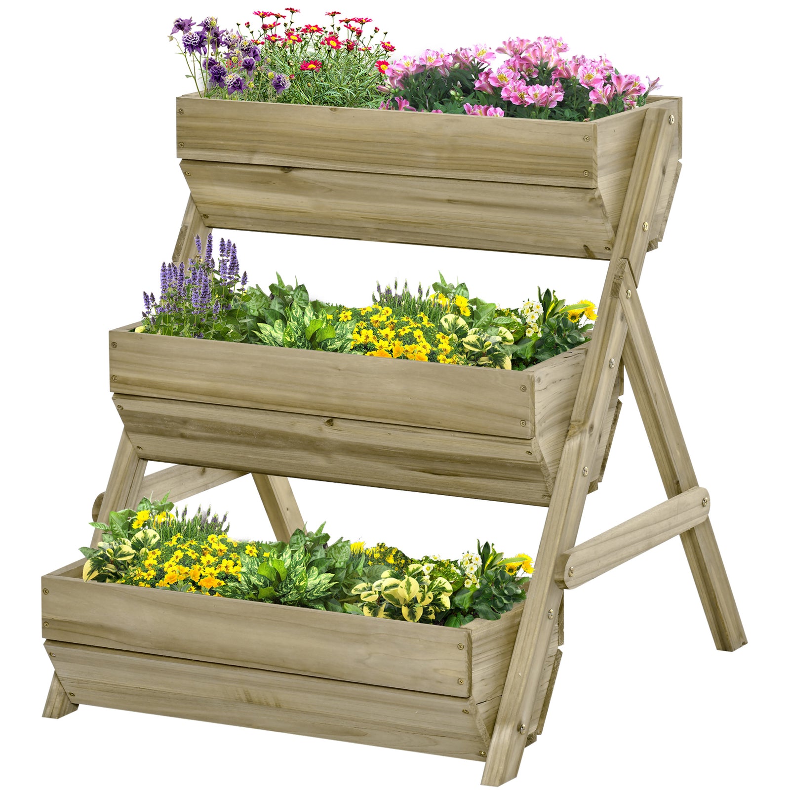 3 Tier Wooden Raised Garden Bed | Green