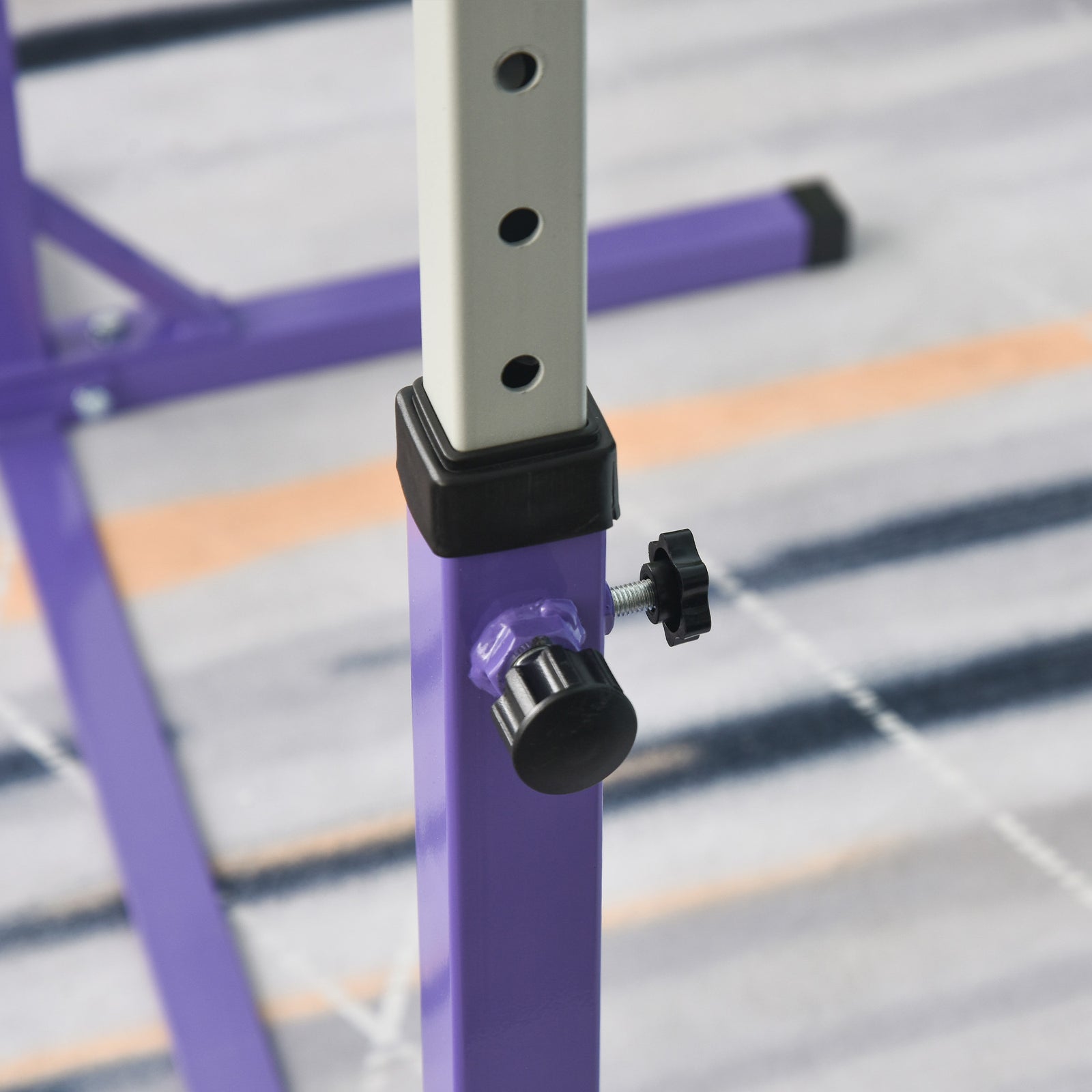 Adjustable Kids Gymnastics Bar Horizontal Training Steel Frame Wood | Purple