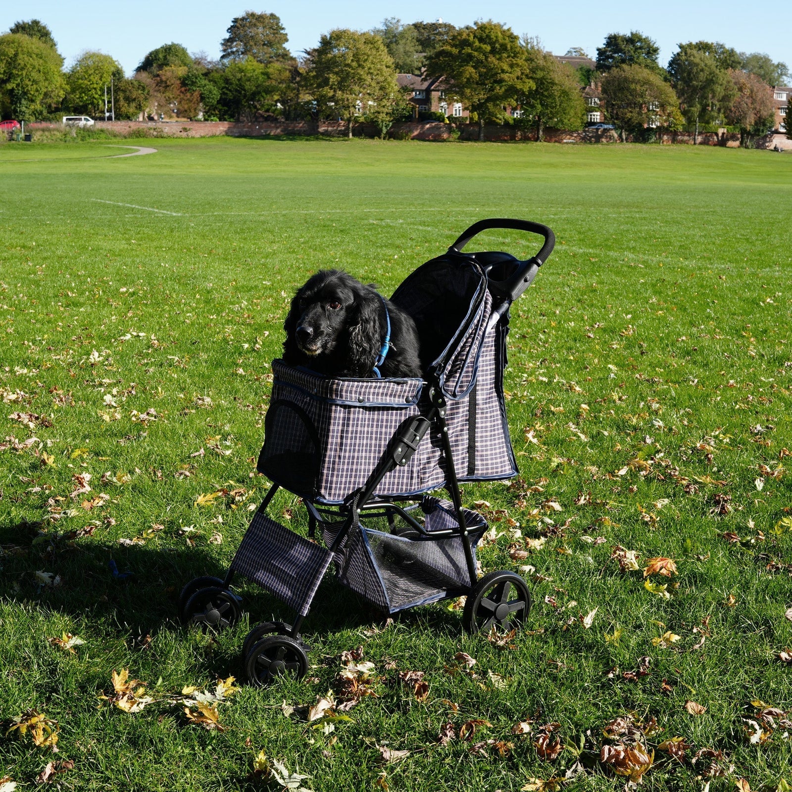 Pet Stroller With Rain Cover | Tartan