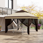 3 X 3(m) Pop Up Gazebo Tent With Netting, Height Adjustable | Beige