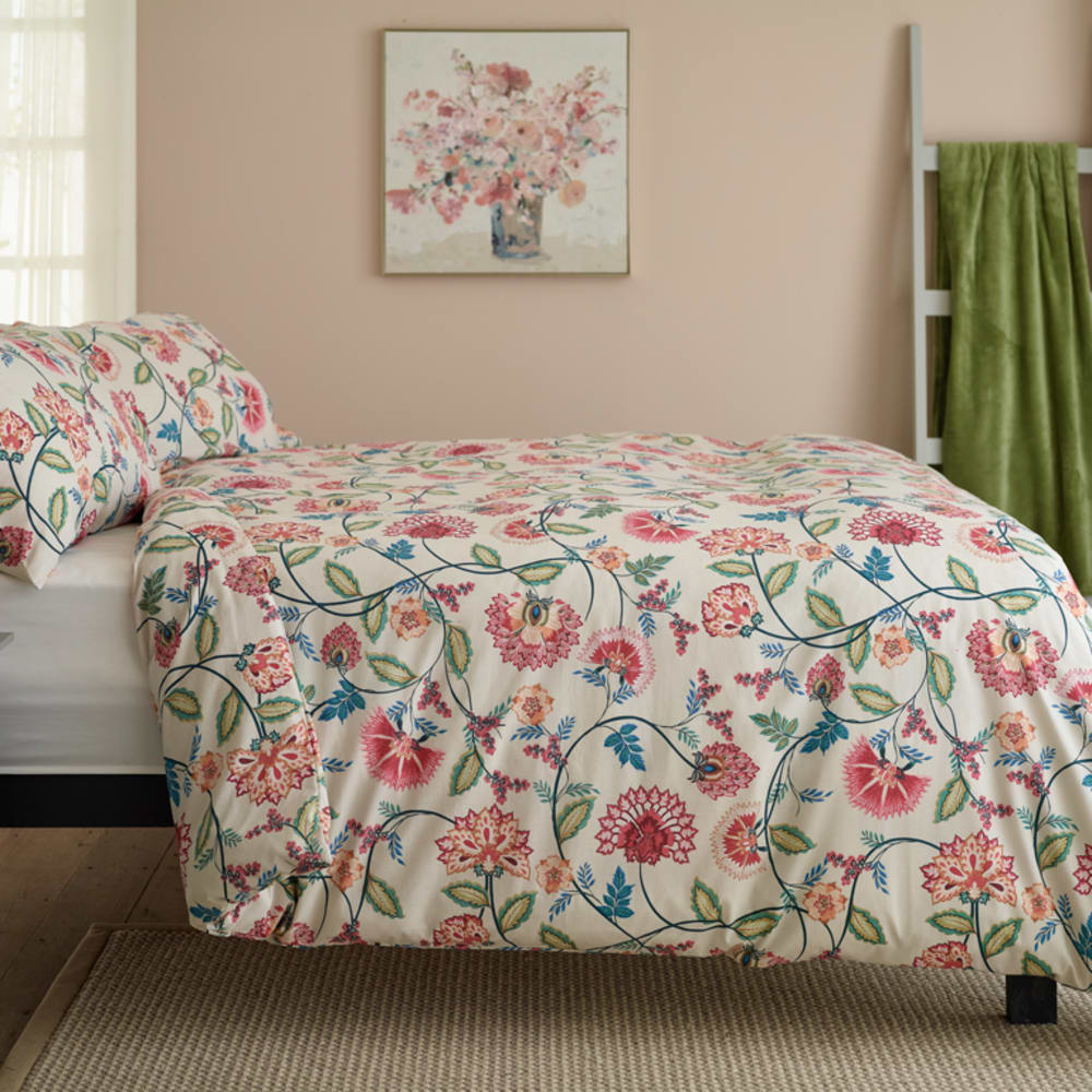 Vintage Jacobean Printed Cotton Duvet Cover Set | King | Multi