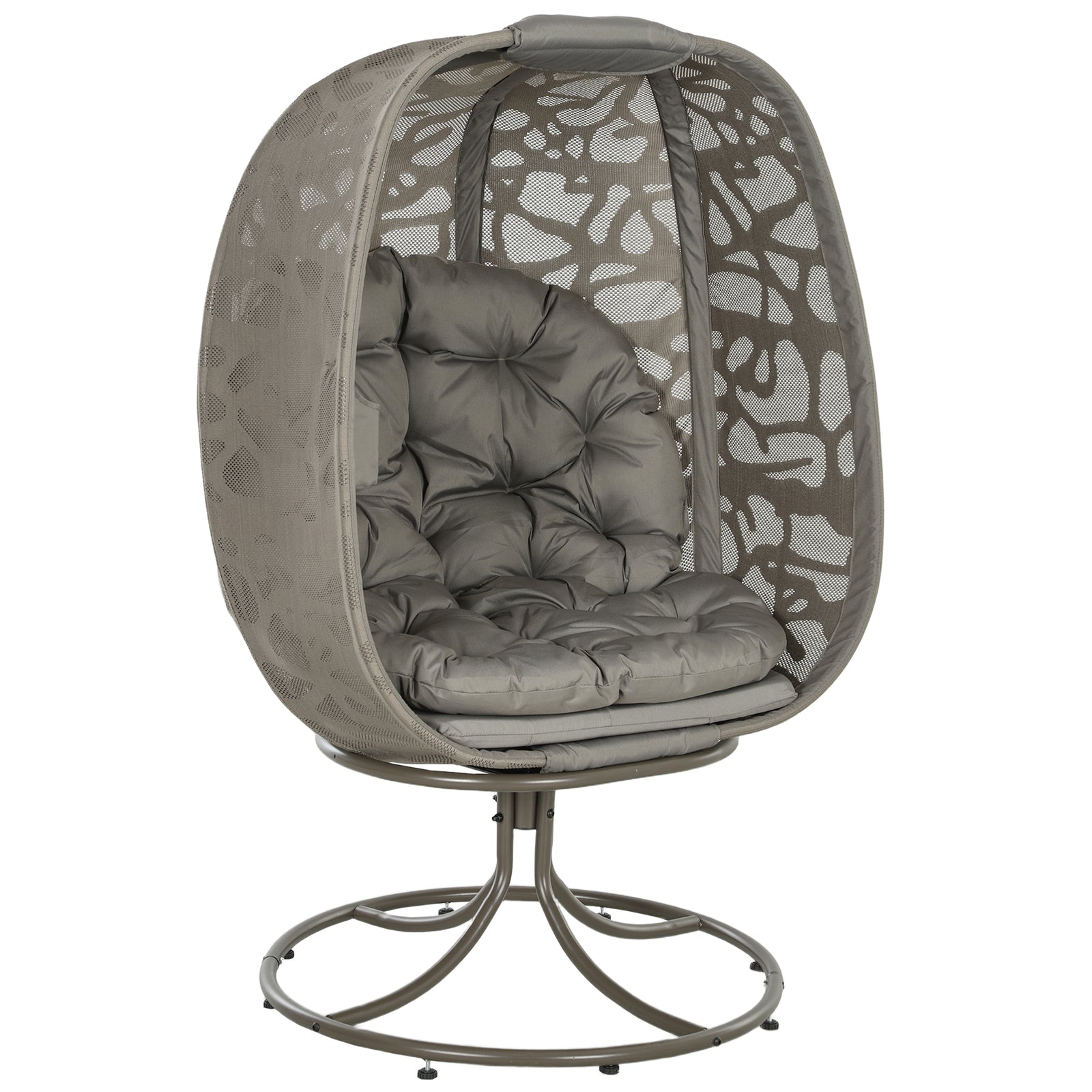 Foldable Egg Chair With Cushions, Outdoor Swivel Lounger | Sand