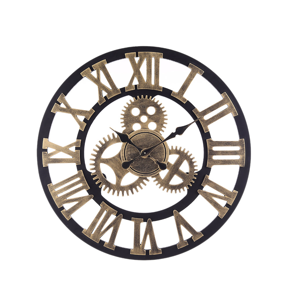 Industrial Large Retro Silent Wall Clock For Home Decor | Gold