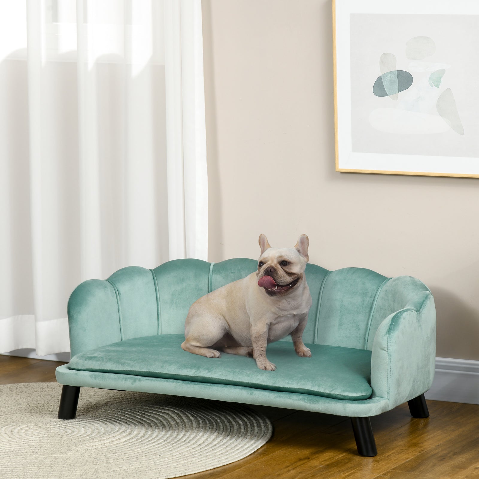 Dog Sofa, Pet Couch Bed For Medium, Large Dogs W/ Legs, Cushion | Green