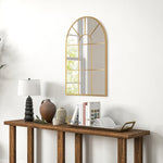 Arched Window Wall Mirror For Living Room Bedroom, 91x60cm | Gold