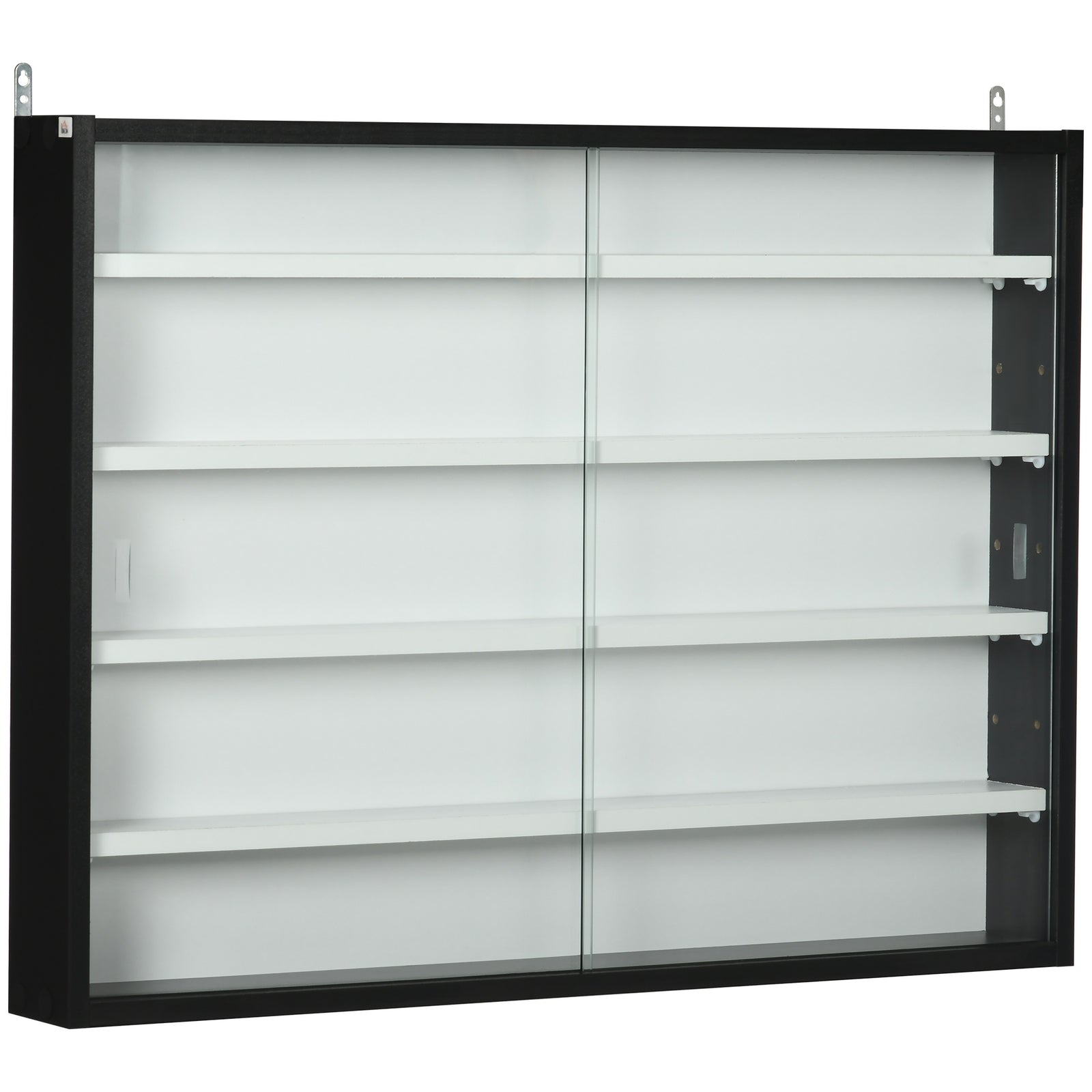 5-tier Wall Display Shelf Unit Cabinet Shelves Glass Doors | One Size | Multi Colour