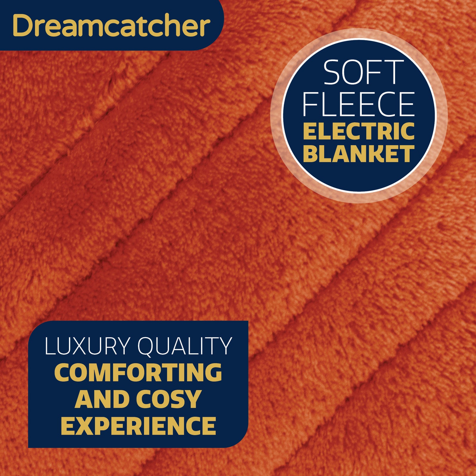 Deluxe Electric Throw Heated Double Over Blanket Soft Fleece  9 Heat & 12 Timer Settings | L | Terracotta