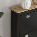 2 Drawer Shoe Cabinet, Flip Doors | Black