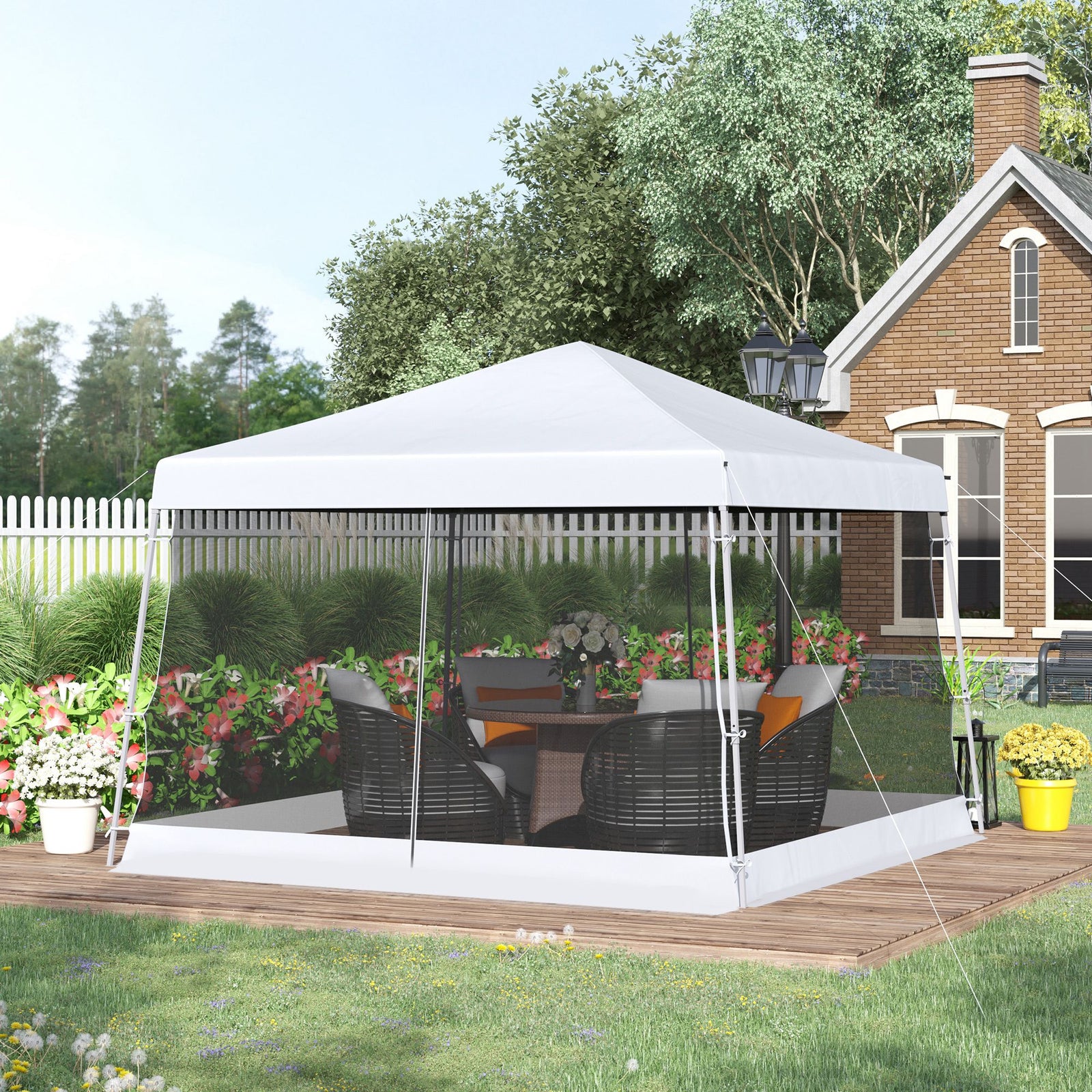 3 X3 X2.6m Folding Pop-up Garden Gazebo W/mosquito Netting