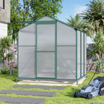 Polycarbonate Greenhouse With Base – Aluminum Frame Walk-in Greenhouse With Sliding Door & Ventilation Window For Plants & Flowers, Green, 6 x 6ft