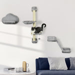 Cat Wall Furniture W/ Hammock, Platforms, Ladder, Scratching Post - Grey