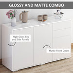 Side Cabinet With 2 Door Cabinet And 2 Drawer Home Office | One Size | White