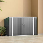 Garden Storage Shed Bike Metal Pent Tool Shed House Galvanized Steel Can Put 3-4 Bicycles (d105x W210x H130cm) | Grey