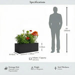 Zinc Galvanised Trough Planter | 100cm x 40cm x 40cm | Matte Black