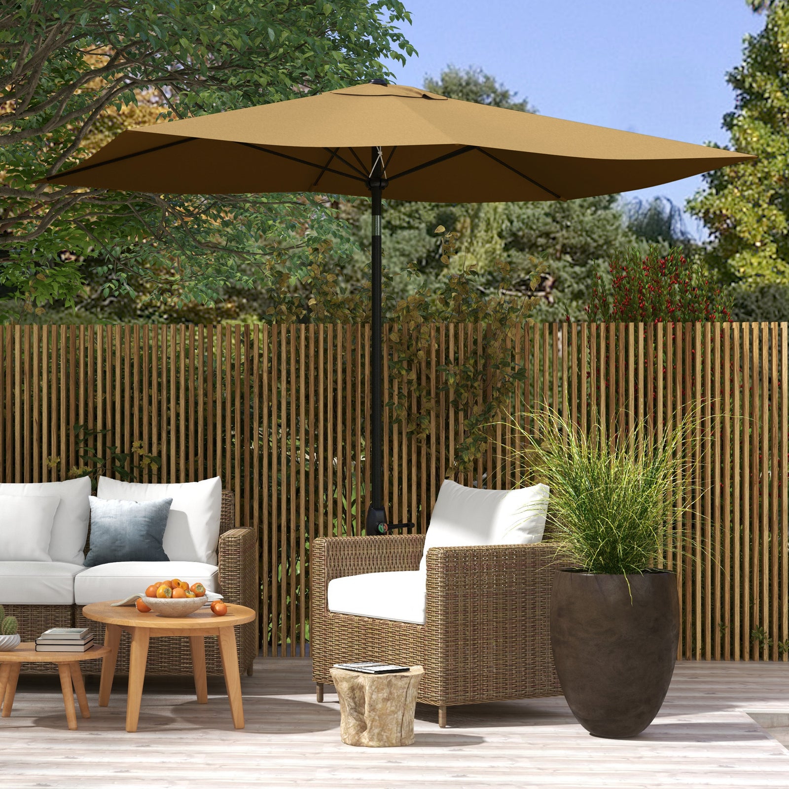 2x3m Rectangular Parasol Patio Outdoor Table Umbrella | Brown