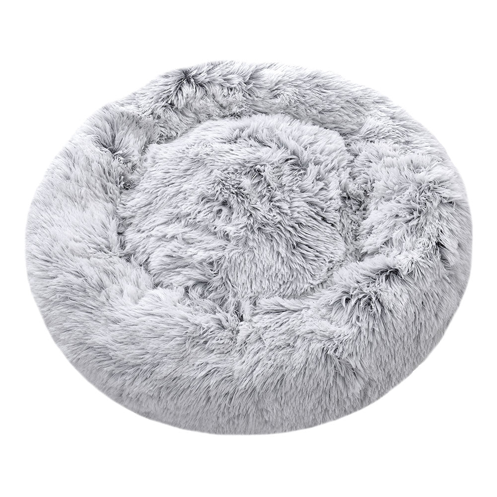 Dia 60cm Calming Donut Plush Dog Cuddler Bed Round Dog Bed | Large | Berkeley (Grey & White)