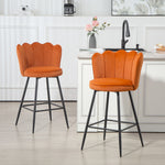 Barstool With Petal Backrest For Kitchen Island | Set of 2 | Orange