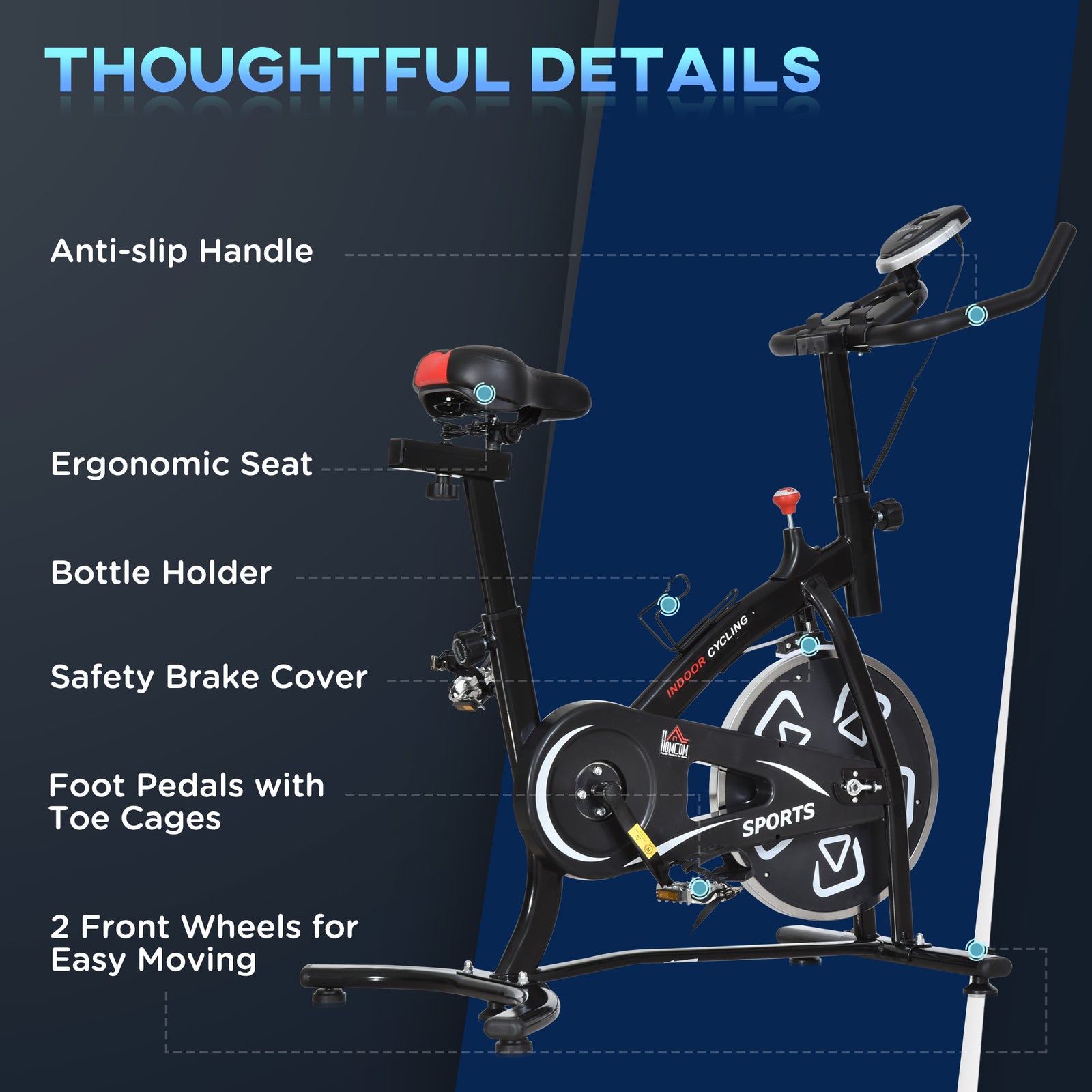 Exercise Bike Indoor Cycling With Lcd Monitor - Black | Black