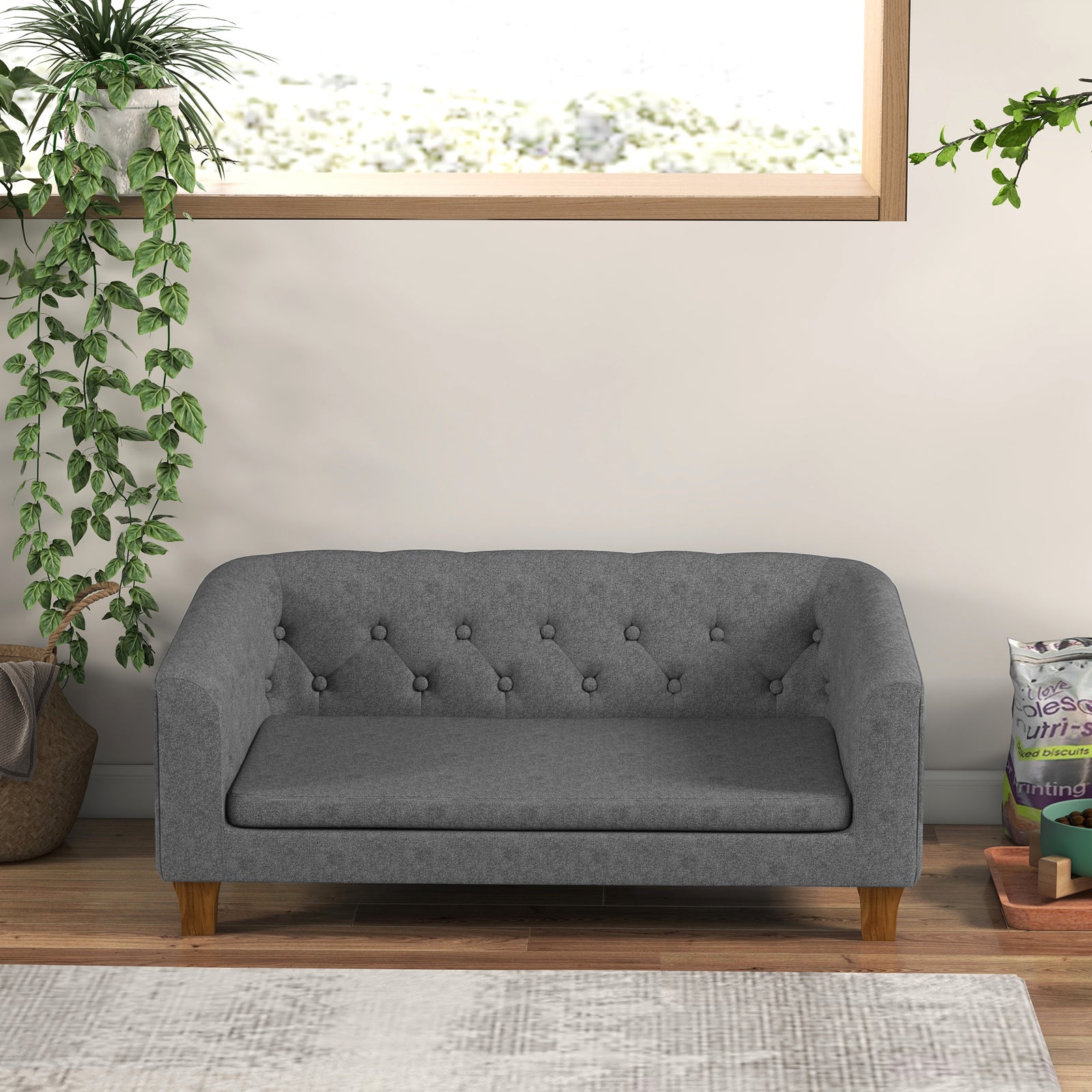 Dog Sofa Bed, Elevated Dog Couch For Small, Medium Dogs - Grey