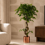 120cm Twisted Trunk Artificial Fruticosa Ficus Tree Copper Planter