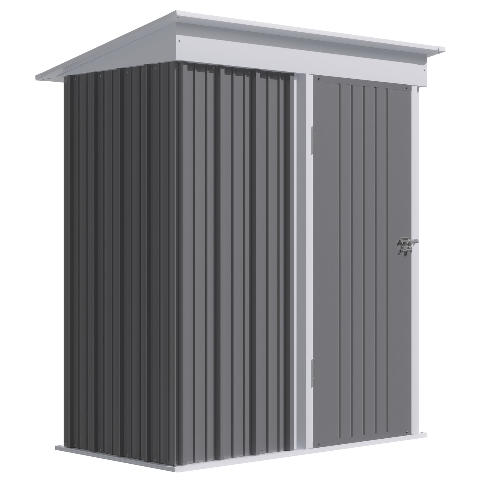 Steel Garden Shed, Small Lean-to Shed For Bike Tool, 5x3 Ft | Gray
