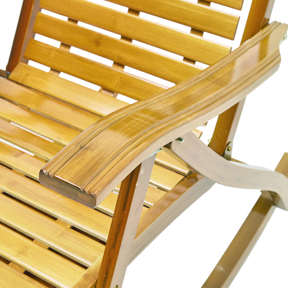 Bamboo Rocking Chair Foldable Recliner | One Size | Light Brown