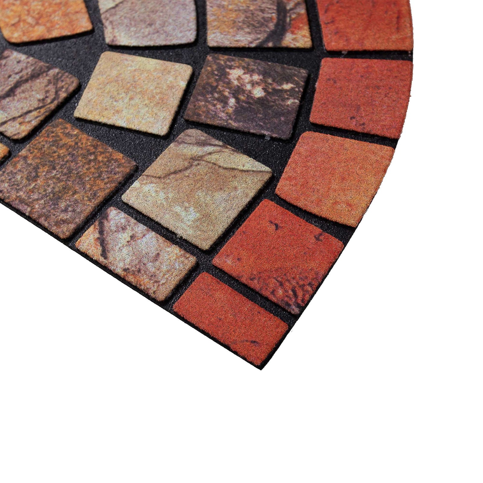 Elegant Tile Effect Halfmoon Doormat | Red