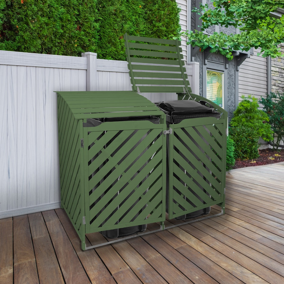 Double Wheelie Bin Storage | Green