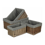 Antique Wash Grey Cotton Grey Lined Willow Storage Baskets | Set-of-4 | Gray