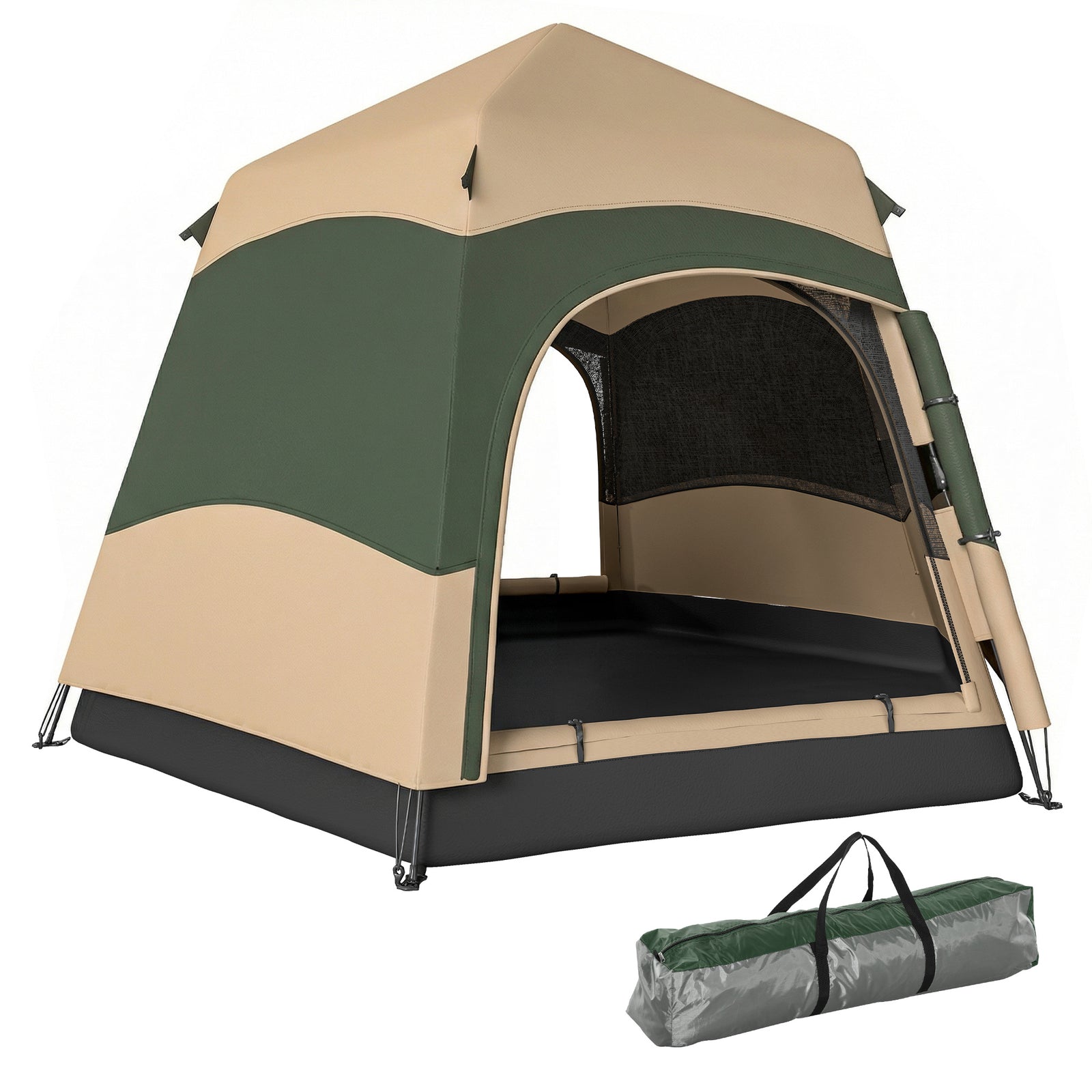 Double Layer Pop Up Tent With Rainfly, Portable Camping Shelter | Khaki