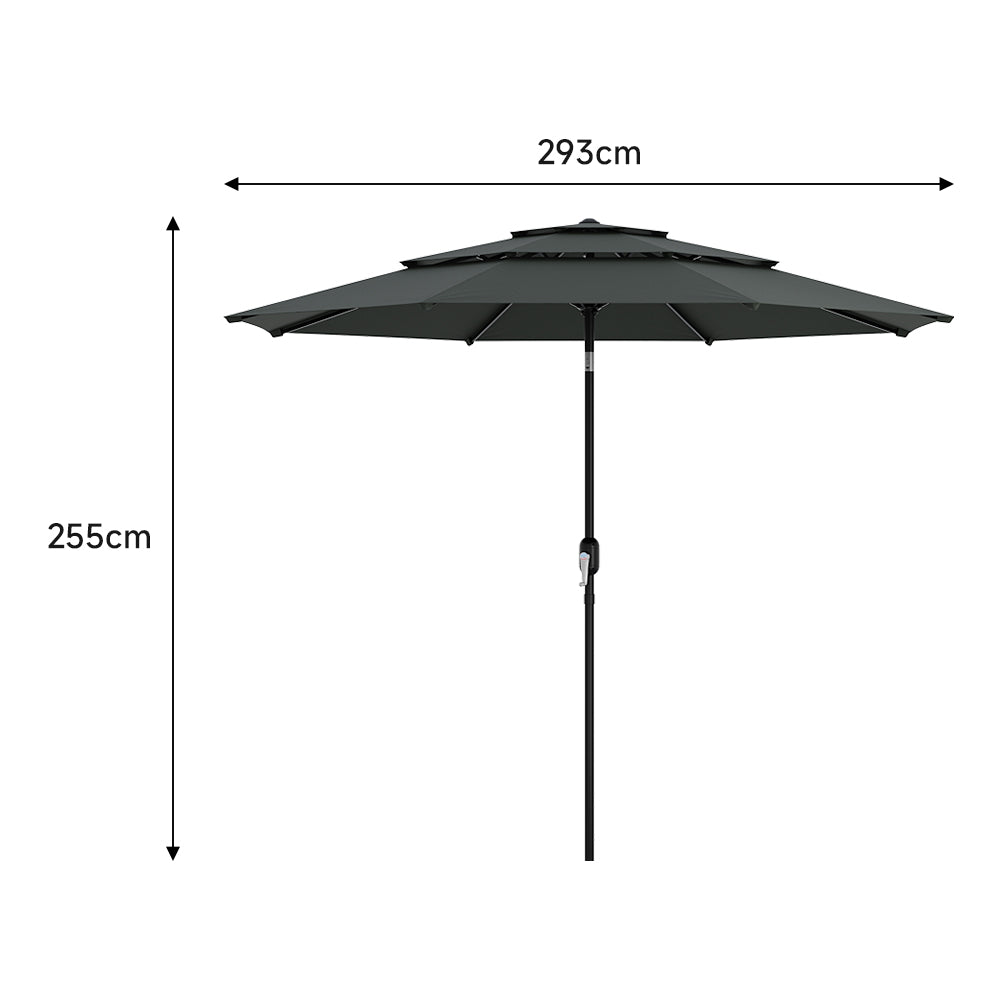 Outdoor 3-tier Umbrella With Crank And Tilt Without Base | One Size | Dark Grey