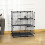 30 Pcs Diy Expandable Pet Cage Steel Bars W/ Doors Trays Plastic Corners