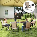Folding Chair W/ Breathable Mesh Fabric Seat | Set of 4 | Brown