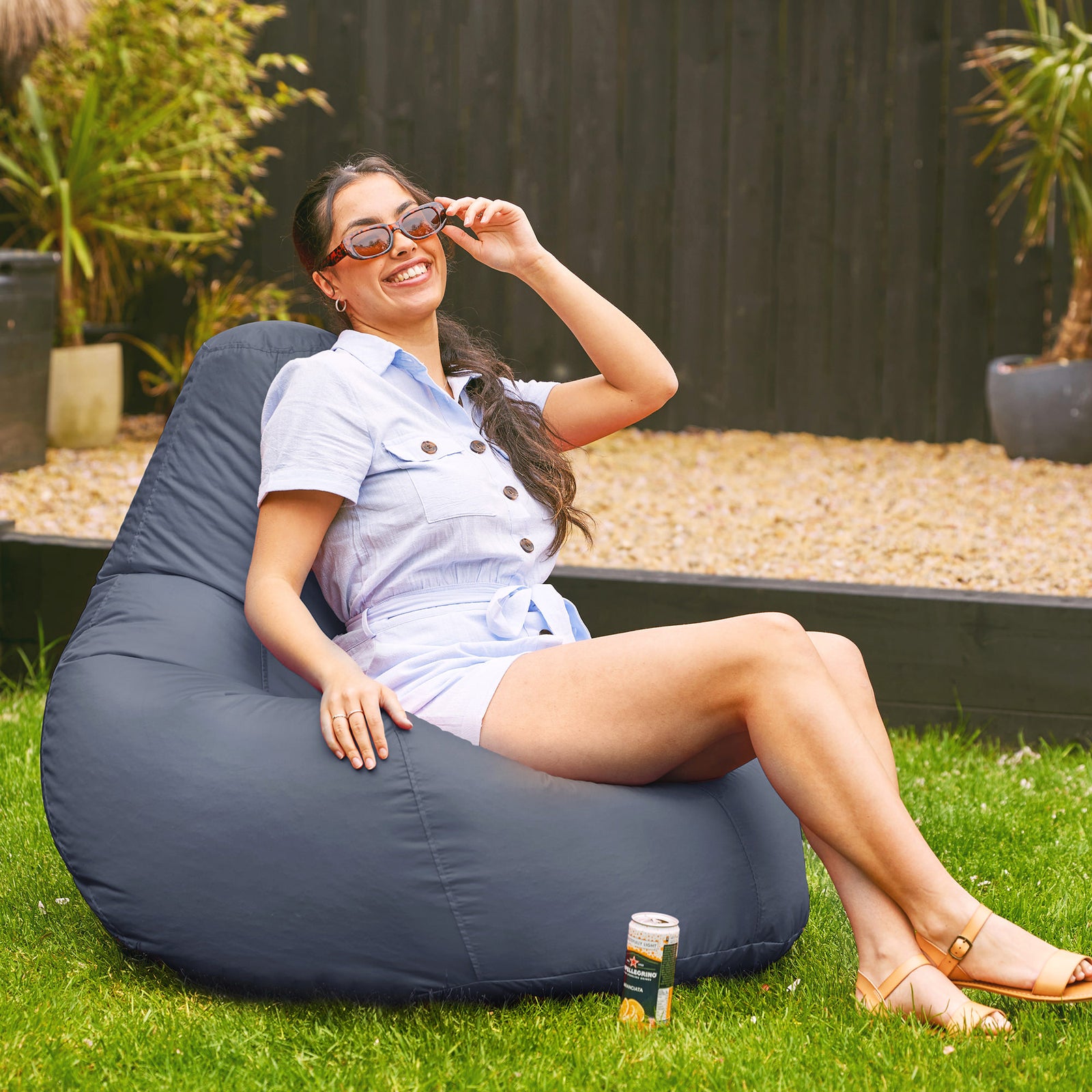 Recliner Indoor Outdoor Bean Bag Chair | Dark Slate Gray