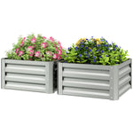Set Of 2 Raised Garden Bed, 60x60x30.5 Cm | Light Grey